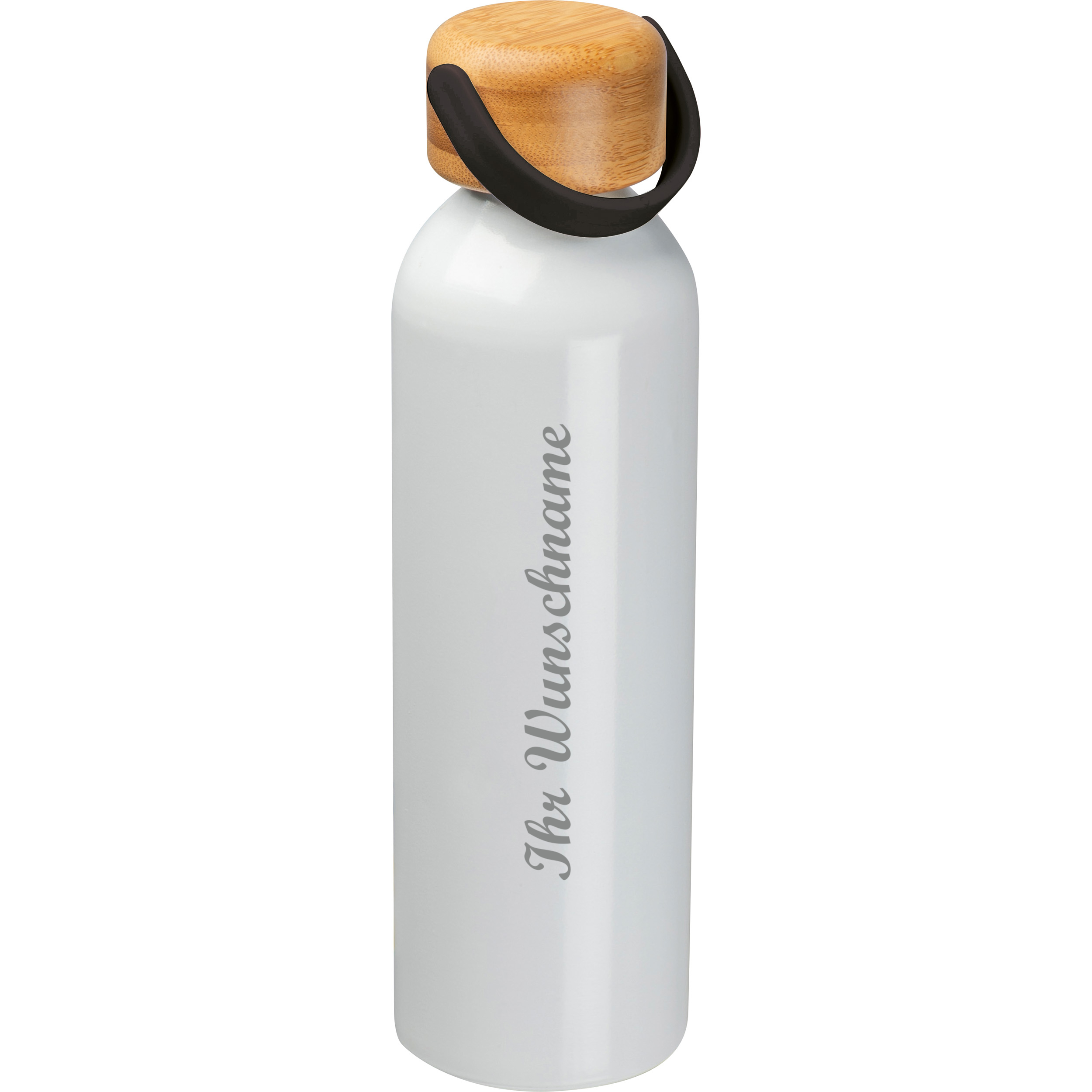 Trinkflasche aus recyceltem Aluminium mit Namensgravur - 600 ml - Farbe: wei